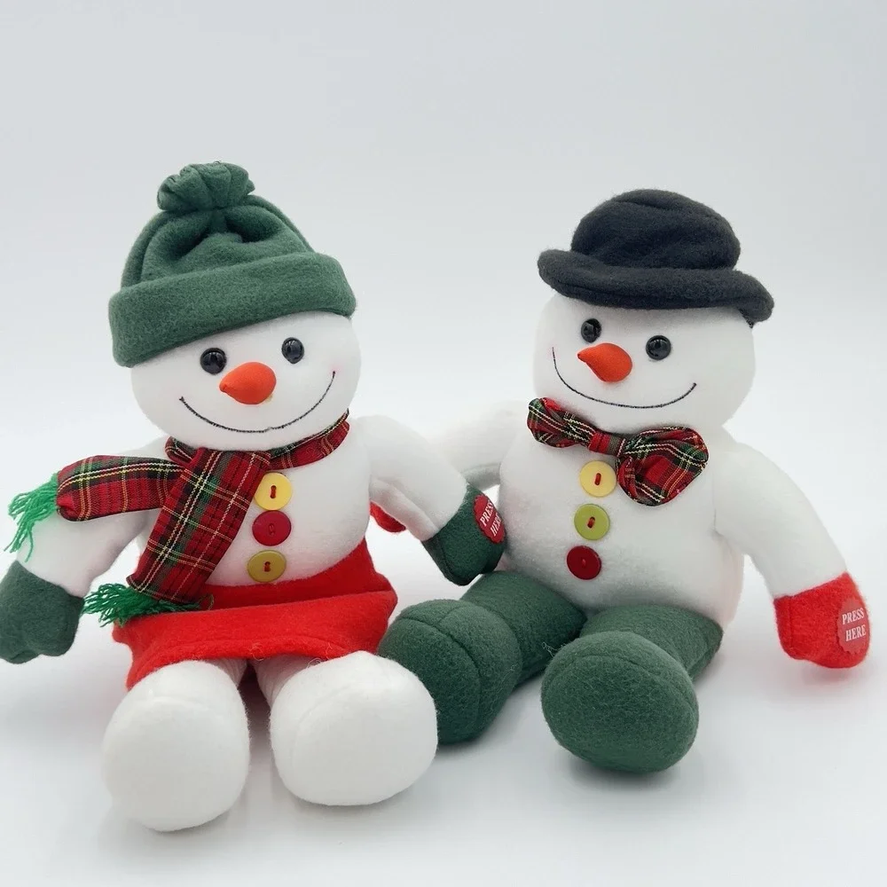 Snowman Couple Plush‎ Snowmen Sleigh Ride Snowman RARE Vintage